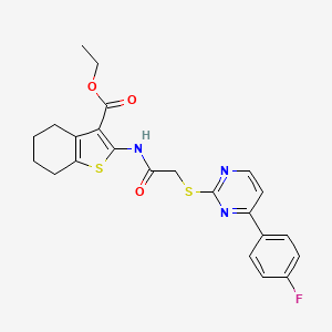 molecular formula C23H22FN3O3S2 B4819178 ETHYL 2-[(2-{[4-(4-FLUOROPHENYL)-2-PYRIMIDINYL]SULFANYL}ACETYL)AMINO]-4,5,6,7-TETRAHYDRO-1-BENZOTHIOPHENE-3-CARBOXYLATE 