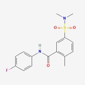 molecular formula C16H17FN2O3S B4819461 5-(dimethylsulfamoyl)-N-(4-fluorophenyl)-2-methylbenzamide 