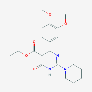 molecular formula C20H27N3O5 B4819677 Ethyl 6-(3,4-dimethoxyphenyl)-4-oxo-2-(piperidin-1-yl)-1,4,5,6-tetrahydropyrimidine-5-carboxylate 