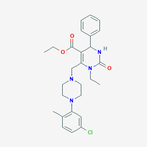 molecular formula C27H33ClN4O3 B4819720 ETHYL 6-{[4-(5-CHLORO-2-METHYLPHENYL)PIPERAZINO]METHYL}-1-ETHYL-2-OXO-4-PHENYL-1,2,3,4-TETRAHYDRO-5-PYRIMIDINECARBOXYLATE 