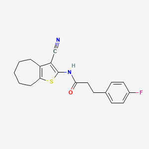 molecular formula C19H19FN2OS B4819779 N-(3-cyano-5,6,7,8-tetrahydro-4H-cyclohepta[b]thiophen-2-yl)-3-(4-fluorophenyl)propanamide 
