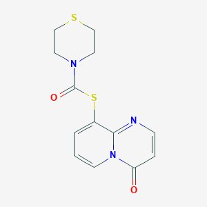 molecular formula C13H13N3O2S2 B048199 S-(4-Oxo-4H-pyrido(1,2-a)pyrimidin-9-yl) 4-thiomorpholinecarbothioate CAS No. 125209-33-8