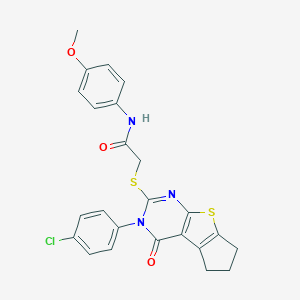 2-{[3-(4-chlorophenyl)-4-oxo-3,5,6,7-tetrahydro-4H-cyclopenta[4,5]thieno[2,3-d]pyrimidin-2-yl]sulfanyl}-N-(4-methoxyphenyl)acetamide
