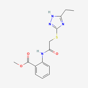 molecular formula C14H16N4O3S B4820012 METHYL 2-{2-[(5-ETHYL-4H-1,2,4-TRIAZOL-3-YL)SULFANYL]ACETAMIDO}BENZOATE 