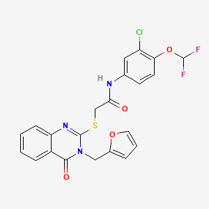 molecular formula C22H16ClF2N3O4S B4820443 N-[3-CHLORO-4-(DIFLUOROMETHOXY)PHENYL]-2-{[3-(2-FURYLMETHYL)-4-OXO-3,4-DIHYDRO-2-QUINAZOLINYL]SULFANYL}ACETAMIDE 