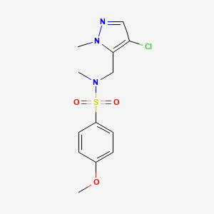 molecular formula C13H16ClN3O3S B4820543 N-[(4-CHLORO-1-METHYL-1H-PYRAZOL-5-YL)METHYL]-4-METHOXY-N-METHYL-1-BENZENESULFONAMIDE 