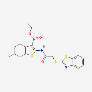 molecular formula C21H22N2O3S3 B4820709 Ethyl 2-{[(1,3-benzothiazol-2-ylsulfanyl)acetyl]amino}-6-methyl-4,5,6,7-tetrahydro-1-benzothiophene-3-carboxylate 