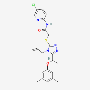 molecular formula C22H24ClN5O2S B4820710 N-(5-chloropyridin-2-yl)-2-({5-[1-(3,5-dimethylphenoxy)ethyl]-4-(prop-2-en-1-yl)-4H-1,2,4-triazol-3-yl}sulfanyl)acetamide 