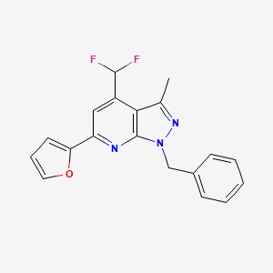 molecular formula C19H15F2N3O B4820798 1-benzyl-4-(difluoromethyl)-6-(2-furyl)-3-methyl-1H-pyrazolo[3,4-b]pyridine 
