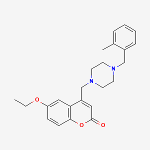 molecular formula C24H28N2O3 B4821171 6-ETHOXY-4-({4-[(2-METHYLPHENYL)METHYL]PIPERAZIN-1-YL}METHYL)-2H-CHROMEN-2-ONE 