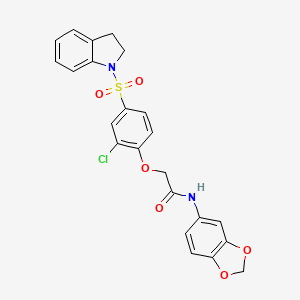 molecular formula C23H19ClN2O6S B4821420 N-(1,3-benzodioxol-5-yl)-2-[2-chloro-4-(2,3-dihydroindol-1-ylsulfonyl)phenoxy]acetamide 