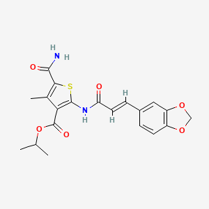 molecular formula C20H20N2O6S B4821601 isopropyl 5-(aminocarbonyl)-2-{[3-(1,3-benzodioxol-5-yl)acryloyl]amino}-4-methyl-3-thiophenecarboxylate 