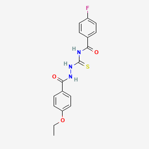 molecular formula C17H16FN3O3S B4821795 N-{[2-(4-ethoxybenzoyl)hydrazino]carbonothioyl}-4-fluorobenzamide 