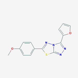 molecular formula C14H10N4O2S B482191 4-[3-(2-Furyl)[1,2,4]triazolo[3,4-b][1,3,4]thiadiazol-6-yl]phenyl methyl ether CAS No. 515875-43-1