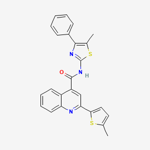 molecular formula C25H19N3OS2 B4822195 N-(5-methyl-4-phenyl-1,3-thiazol-2-yl)-2-(5-methylthiophen-2-yl)quinoline-4-carboxamide CAS No. 6399-59-3