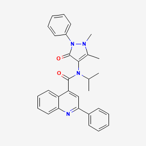 molecular formula C30H28N4O2 B4822232 N-(1,5-dimethyl-3-oxo-2-phenyl-2,3-dihydro-1H-pyrazol-4-yl)-2-phenyl-N-(propan-2-yl)quinoline-4-carboxamide 