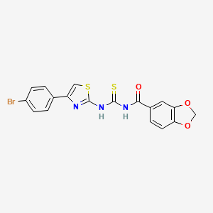 molecular formula C18H12BrN3O3S2 B4822271 N-[[4-(4-bromophenyl)-1,3-thiazol-2-yl]carbamothioyl]-1,3-benzodioxole-5-carboxamide 