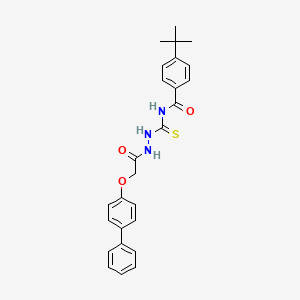 molecular formula C26H27N3O3S B4822377 N-({2-[(4-biphenylyloxy)acetyl]hydrazino}carbonothioyl)-4-tert-butylbenzamide 