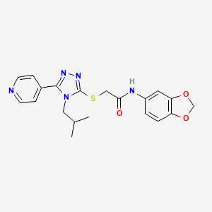 molecular formula C20H21N5O3S B4822561 N-(1,3-benzodioxol-5-yl)-2-{[4-(2-methylpropyl)-5-(pyridin-4-yl)-4H-1,2,4-triazol-3-yl]sulfanyl}acetamide 