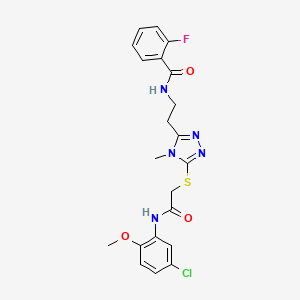 molecular formula C21H21ClFN5O3S B4822638 N-{2-[5-({2-[(5-chloro-2-methoxyphenyl)amino]-2-oxoethyl}sulfanyl)-4-methyl-4H-1,2,4-triazol-3-yl]ethyl}-2-fluorobenzamide 