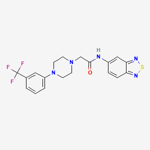 molecular formula C19H18F3N5OS B4822702 N-(2,1,3-BENZOTHIADIAZOL-5-YL)-2-{4-[3-(TRIFLUOROMETHYL)PHENYL]-1-PIPERAZINYL}ACETAMIDE 
