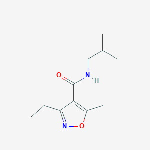 molecular formula C11H18N2O2 B4822774 3-ETHYL-5-METHYL-N-(2-METHYLPROPYL)-12-OXAZOLE-4-CARBOXAMIDE 