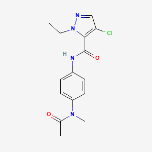 molecular formula C15H17ClN4O2 B4822936 N~5~-{4-[ACETYL(METHYL)AMINO]PHENYL}-4-CHLORO-1-ETHYL-1H-PYRAZOLE-5-CARBOXAMIDE 