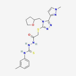 molecular formula C21H26N8O2S2 B4823028 N-(3-methylphenyl)-2-({[5-(1-methyl-1H-pyrazol-3-yl)-4-(tetrahydro-2-furanylmethyl)-4H-1,2,4-triazol-3-yl]thio}acetyl)hydrazinecarbothioamide 