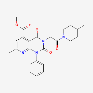 molecular formula C24H26N4O5 B4823105 METHYL 7-METHYL-3-[2-(4-METHYLPIPERIDIN-1-YL)-2-OXOETHYL]-2,4-DIOXO-1-PHENYL-1H,2H,3H,4H-PYRIDO[2,3-D]PYRIMIDINE-5-CARBOXYLATE 