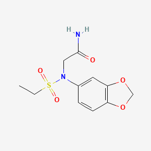 molecular formula C11H14N2O5S B4823134 N~2~-1,3-benzodioxol-5-yl-N~2~-(ethylsulfonyl)glycinamide 
