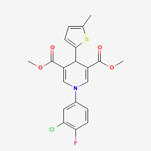 molecular formula C20H17ClFNO4S B4823222 dimethyl 1-(3-chloro-4-fluorophenyl)-4-(5-methyl-2-thienyl)-1,4-dihydro-3,5-pyridinedicarboxylate 