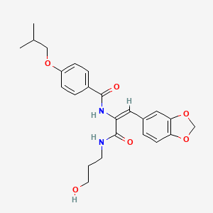 molecular formula C24H28N2O6 B4823291 N-(2-(1,3-benzodioxol-5-yl)-1-{[(3-hydroxypropyl)amino]carbonyl}vinyl)-4-isobutoxybenzamide 