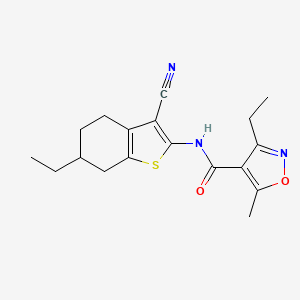 molecular formula C18H21N3O2S B4823303 N-(3-cyano-6-ethyl-4,5,6,7-tetrahydro-1-benzothiophen-2-yl)-3-ethyl-5-methyl-1,2-oxazole-4-carboxamide 