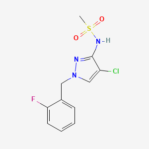 molecular formula C11H11ClFN3O2S B4823312 N-[4-chloro-1-(2-fluorobenzyl)-1H-pyrazol-3-yl]methanesulfonamide 