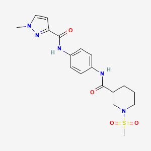 molecular formula C18H23N5O4S B4823324 N~3~-(4-{[(1-METHYL-1H-PYRAZOL-3-YL)CARBONYL]AMINO}PHENYL)-1-(METHYLSULFONYL)-3-PIPERIDINECARBOXAMIDE 