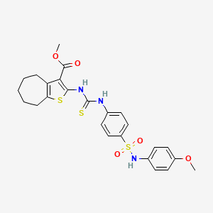 molecular formula C25H27N3O5S3 B4823427 methyl 2-({[(4-{[(4-methoxyphenyl)amino]sulfonyl}phenyl)amino]carbonothioyl}amino)-5,6,7,8-tetrahydro-4H-cyclohepta[b]thiophene-3-carboxylate 