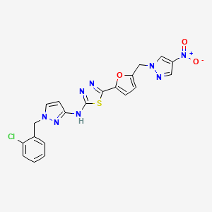 molecular formula C20H15ClN8O3S B4823502 N-[1-(2-CHLOROBENZYL)-1H-PYRAZOL-3-YL]-N-(5-{5-[(4-NITRO-1H-PYRAZOL-1-YL)METHYL]-2-FURYL}-1,3,4-THIADIAZOL-2-YL)AMINE 