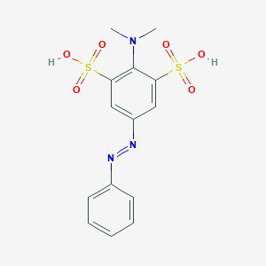 molecular formula C14H15N3O6S2 B048236 2-(Dimethylamino)-5-phenyldiazenylbenzene-1,3-disulfonic acid CAS No. 125165-74-4