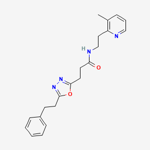 molecular formula C21H24N4O2 B4823664 N-[2-(3-methyl-2-pyridinyl)ethyl]-3-[5-(2-phenylethyl)-1,3,4-oxadiazol-2-yl]propanamide 