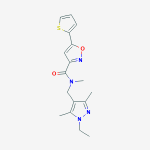molecular formula C17H20N4O2S B4823784 N-[(1-ethyl-3,5-dimethyl-1H-pyrazol-4-yl)methyl]-N-methyl-5-(2-thienyl)-3-isoxazolecarboxamide 