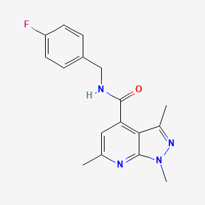 molecular formula C17H17FN4O B4823806 N-(4-fluorobenzyl)-1,3,6-trimethyl-1H-pyrazolo[3,4-b]pyridine-4-carboxamide 