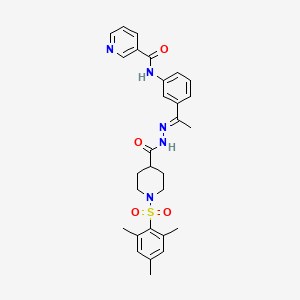 molecular formula C29H33N5O4S B4823907 N-[3-(N-{[1-(mesitylsulfonyl)-4-piperidinyl]carbonyl}ethanehydrazonoyl)phenyl]nicotinamide 