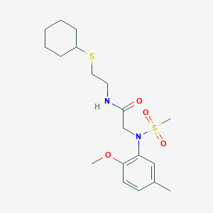 molecular formula C19H30N2O4S2 B4824178 N~1~-[2-(cyclohexylthio)ethyl]-N~2~-(2-methoxy-5-methylphenyl)-N~2~-(methylsulfonyl)glycinamide 