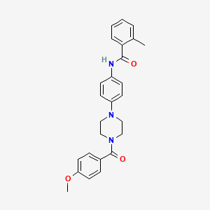 molecular formula C26H27N3O3 B4824382 N-(4-{4-[(4-methoxyphenyl)carbonyl]piperazin-1-yl}phenyl)-2-methylbenzamide 