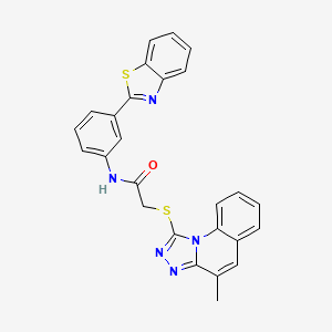 molecular formula C26H19N5OS2 B4824473 N-[3-(1,3-Benzothiazol-2-YL)phenyl]-2-({4-methyl-[1,2,4]triazolo[4,3-A]quinolin-1-YL}sulfanyl)acetamide 