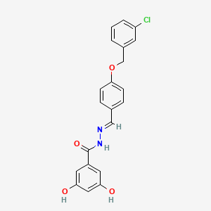 molecular formula C21H17ClN2O4 B4824548 N'-{4-[(3-chlorobenzyl)oxy]benzylidene}-3,5-dihydroxybenzohydrazide 