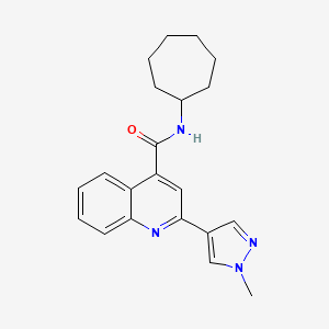 molecular formula C21H24N4O B4824597 N-cycloheptyl-2-(1-methyl-1H-pyrazol-4-yl)quinoline-4-carboxamide 