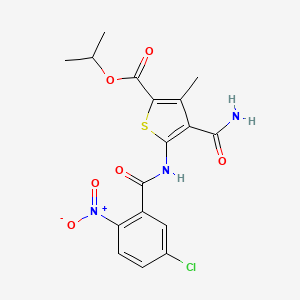 molecular formula C17H16ClN3O6S B4824658 isopropyl 4-(aminocarbonyl)-5-[(5-chloro-2-nitrobenzoyl)amino]-3-methyl-2-thiophenecarboxylate 