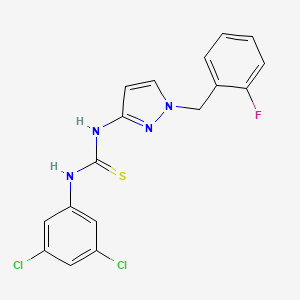 molecular formula C17H13Cl2FN4S B4824671 N-(3,5-dichlorophenyl)-N'-[1-(2-fluorobenzyl)-1H-pyrazol-3-yl]thiourea 