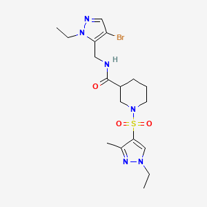 molecular formula C18H27BrN6O3S B4824761 N~3~-[(4-BROMO-1-ETHYL-1H-PYRAZOL-5-YL)METHYL]-1-[(1-ETHYL-3-METHYL-1H-PYRAZOL-4-YL)SULFONYL]-3-PIPERIDINECARBOXAMIDE 